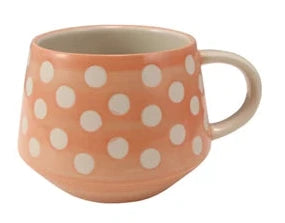 Hand-Painted Stoneware Mug With Wax Relief Dots