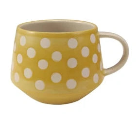 Hand-Painted Stoneware Mug With Wax Relief Dots