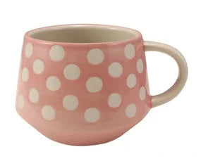 Hand-Painted Stoneware Mug With Wax Relief Dots