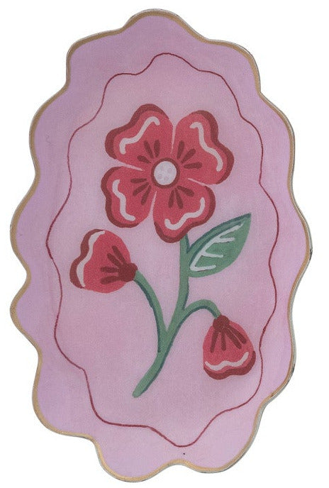 Enameled Metal Scalloped Tray