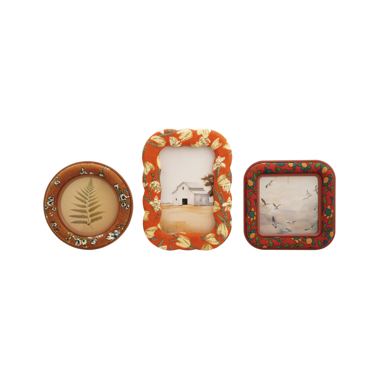 Fabric Photo Frame with Floral Pattern