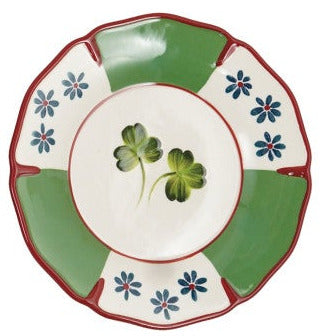 Hand-Painted Stoneware Scalloped Plate with Botanicals