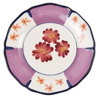 Hand-Painted Stoneware Scalloped Plate with Botanicals
