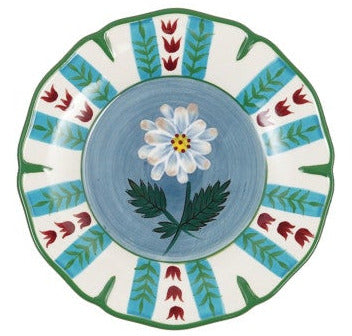 Hand-Painted Stoneware Scalloped Plate with Botanicals