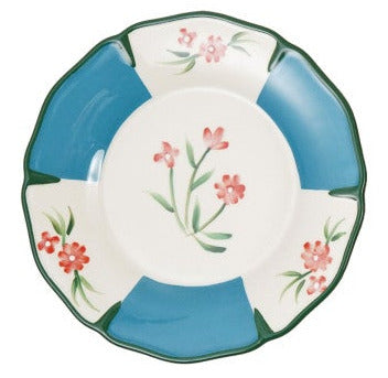 Hand-Painted Stoneware Scalloped Plate with Botanicals