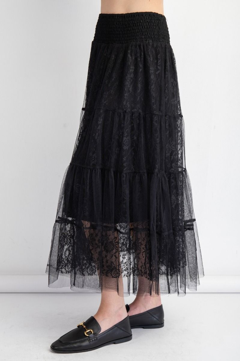 Easel All Over Laced Maxi Skirt