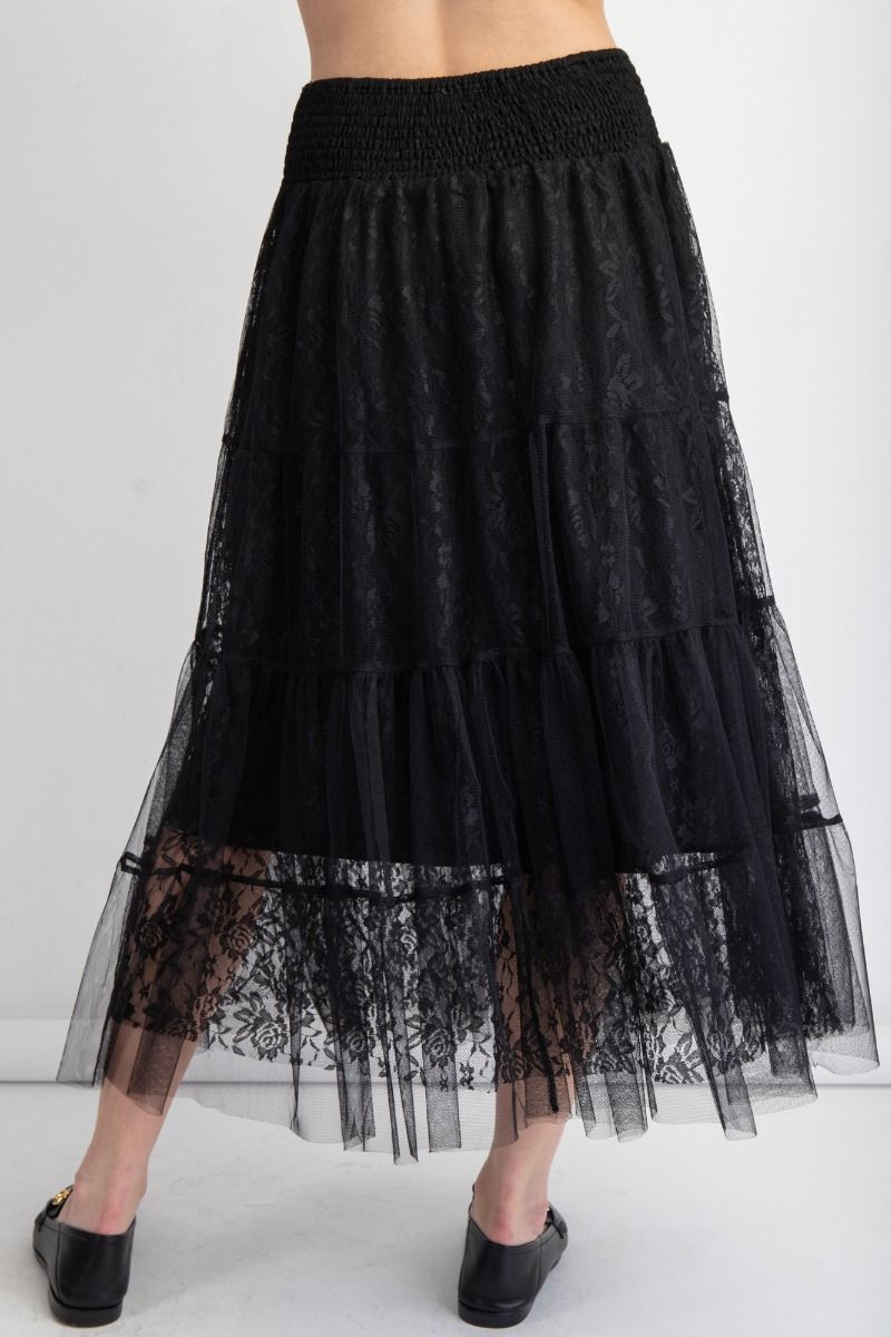 Easel All Over Laced Maxi Skirt