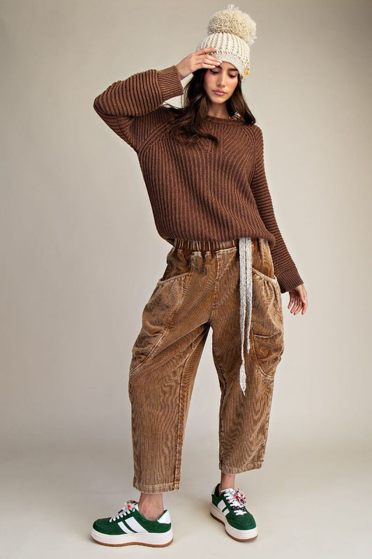 Easel Washed Corduroy Barrel Pants