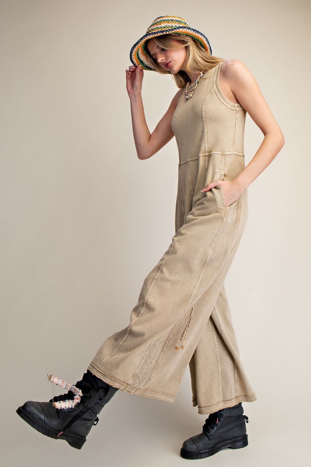 Easel Washed Terry Jumpsuit