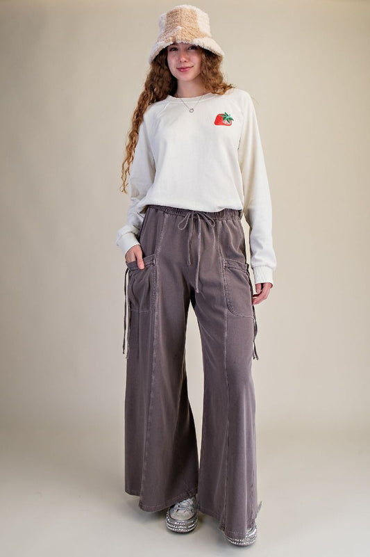 Easel Mineral Washed Terry Knit Pants