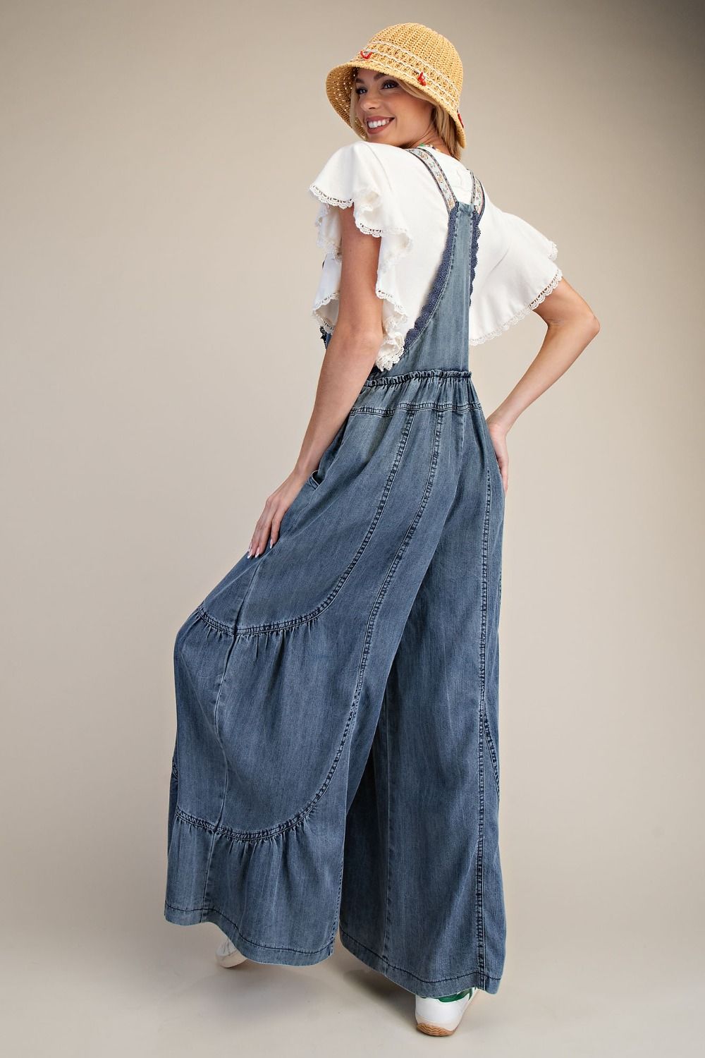 Easel Washed Chambray Overall Pants