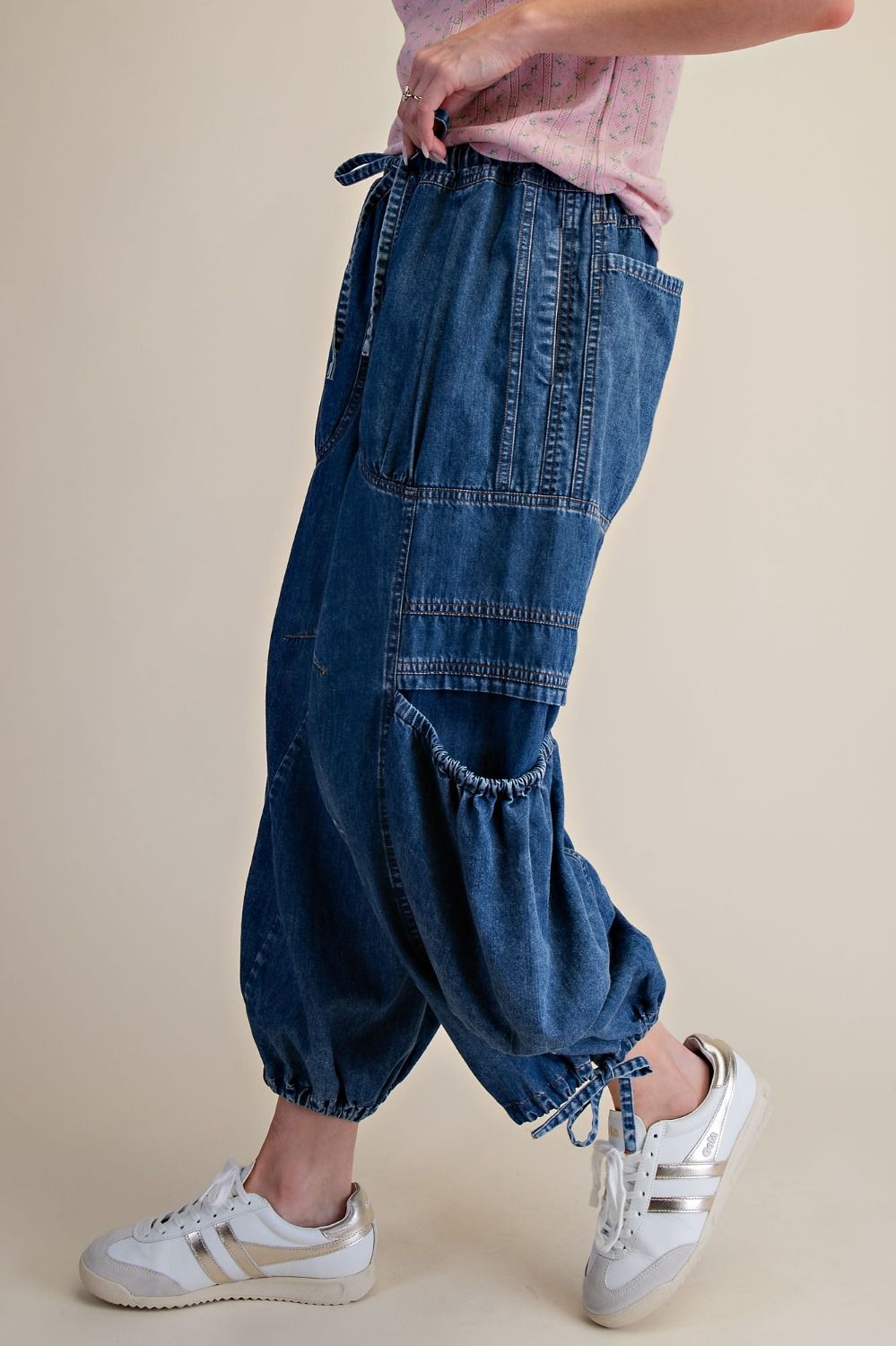 Easel Special Washed Denim Cargo Pants