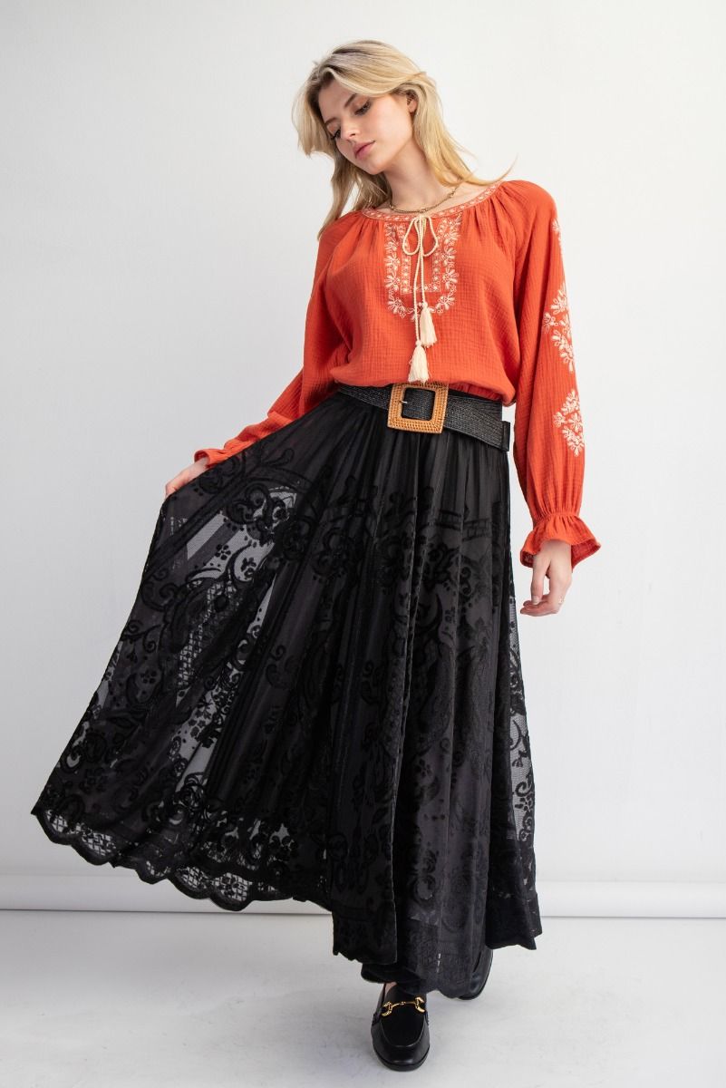 Easel Burnout Maxi Skirt