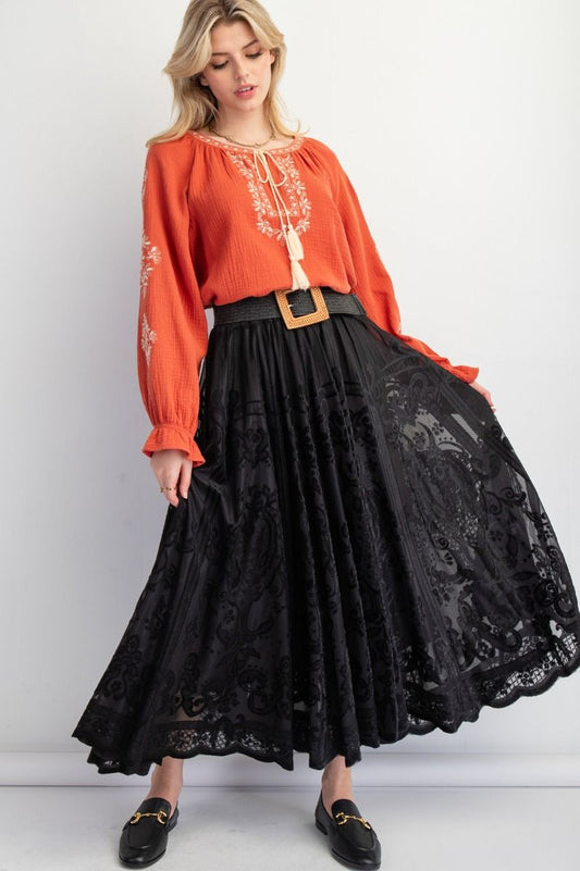 Easel Burnout Maxi Skirt