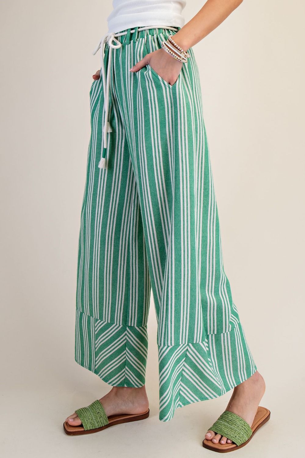 Easel Stripe Linen Washed Palazzo Pants