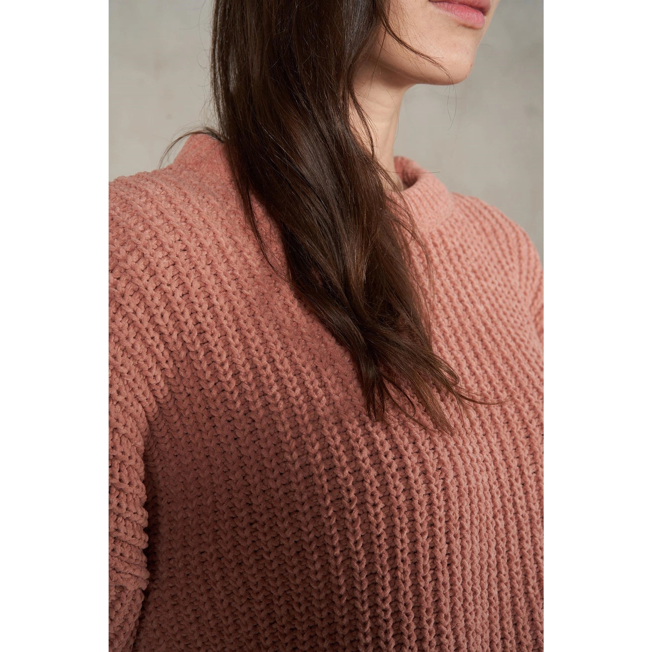 LALAMIA Drop Shoulder Crewneck Knit Sweater