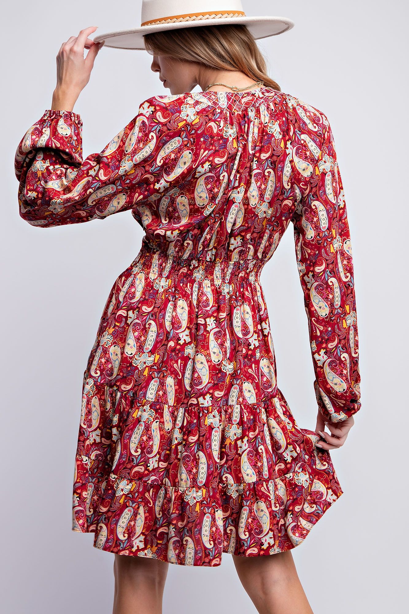 Easel Paisley Printed Challis Dress