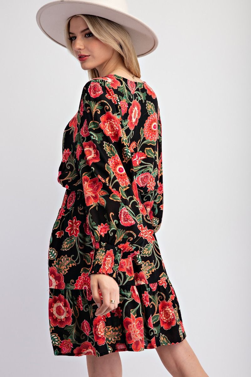 Easel Printed Rayon Challis Woven Dress