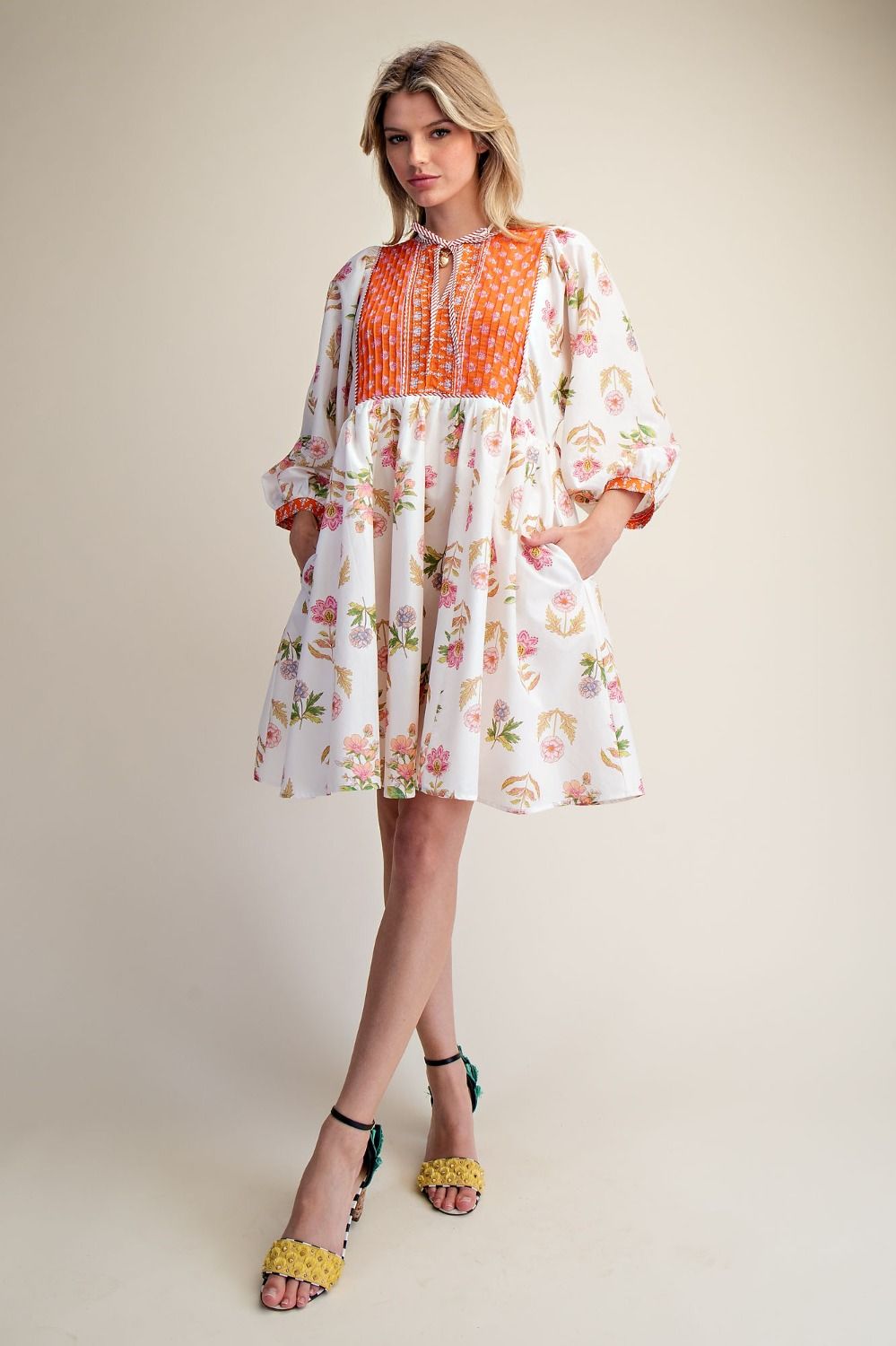 Easel Printed Poplin Dress