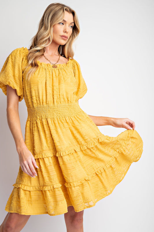 Easel Textured Chiffon Tiered Woven Dress