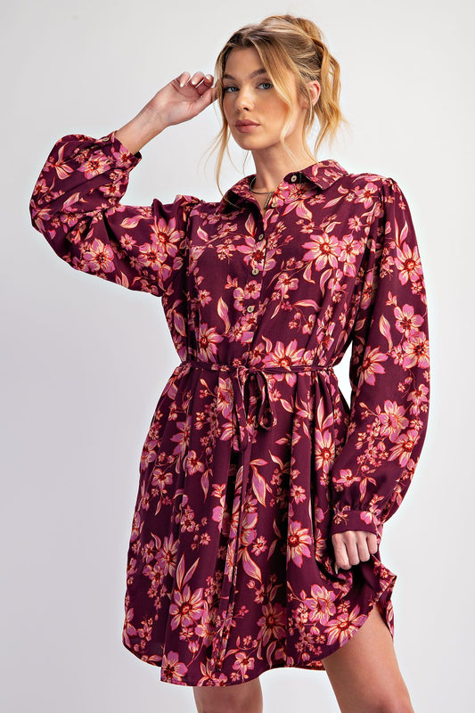 Easel Sophia Woven Button Front Dress