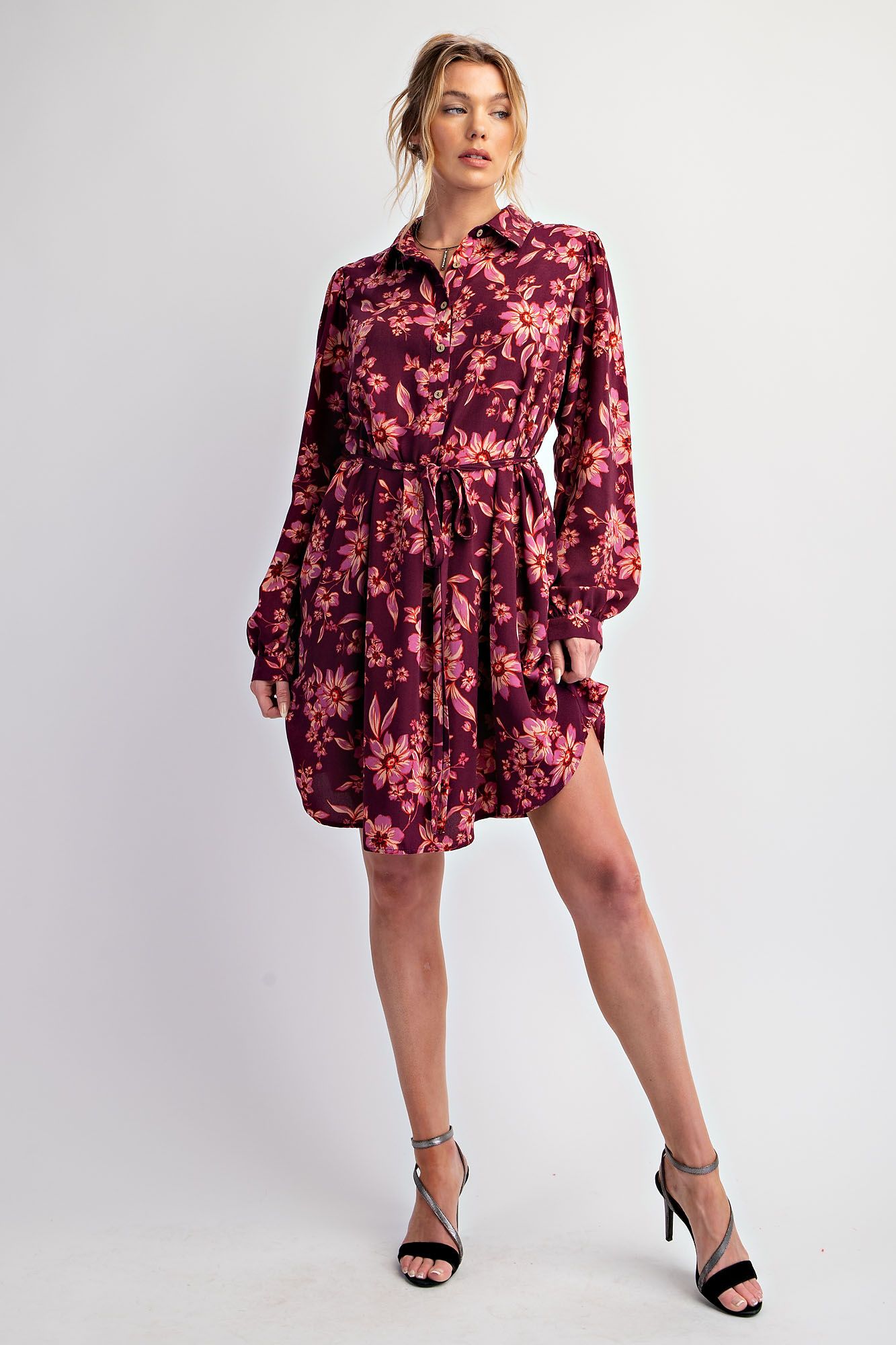 Easel Sophia Woven Button Front Dress