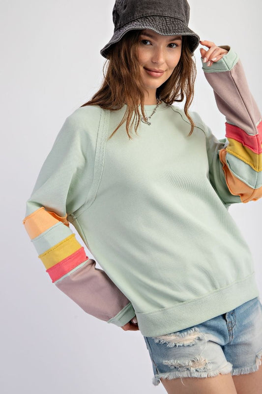 Easel Crew Neck Terry Knit Pullover