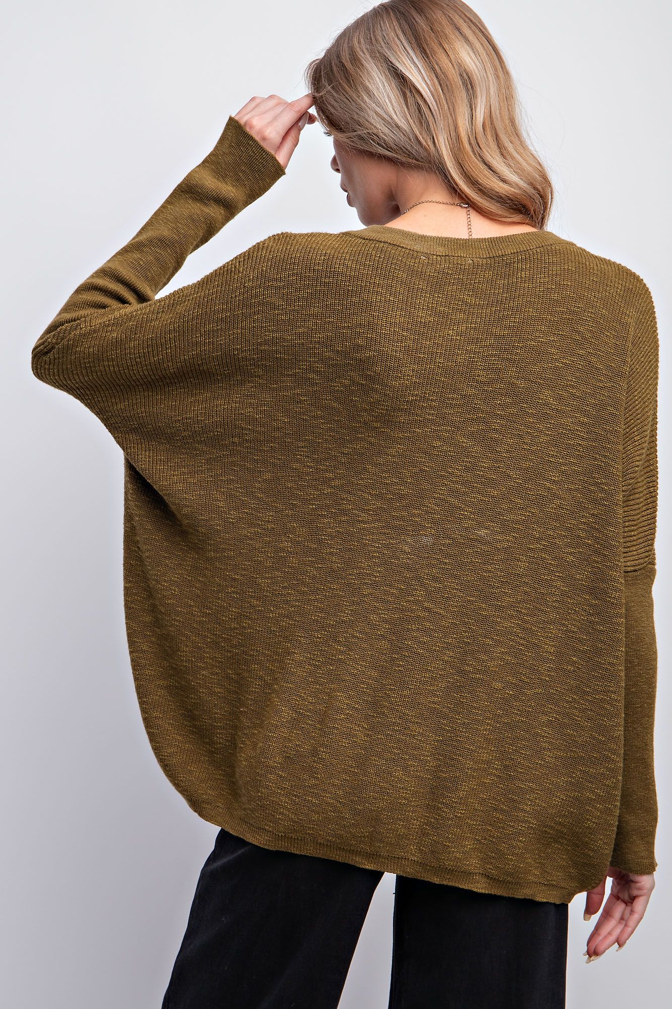 Easel Knitted Sweater Top Olive