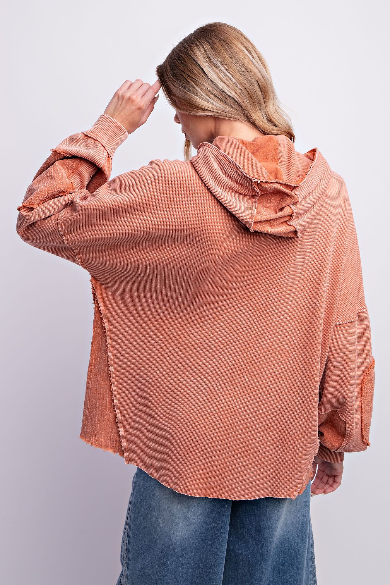 Easel Washed Thermal Button Down Hoodie