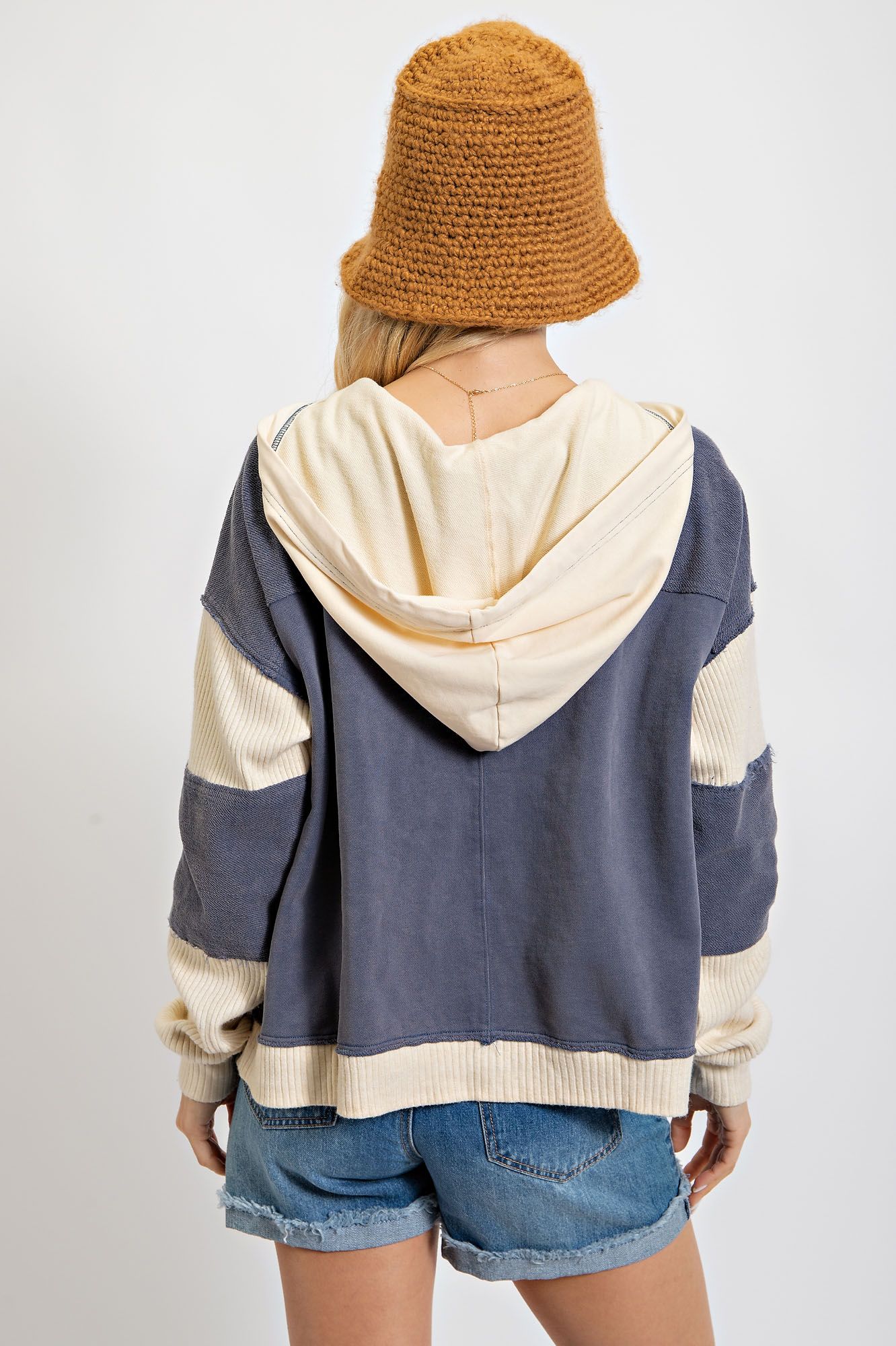 Easel Multi Color Terry Hooded Cardigan