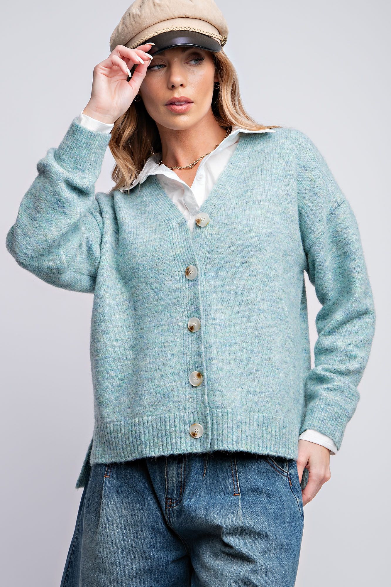 Easel Button Down Sweater Cardigan