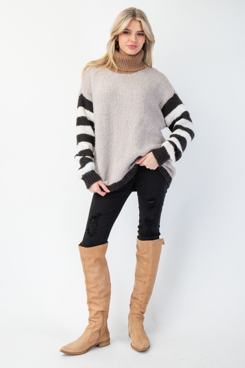 Easel Color Mix Turtle Neck Sweater