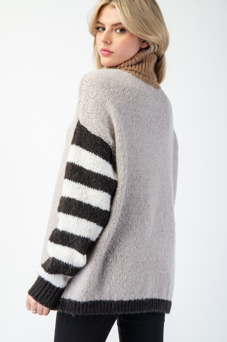 Easel Color Mix Turtle Neck Sweater