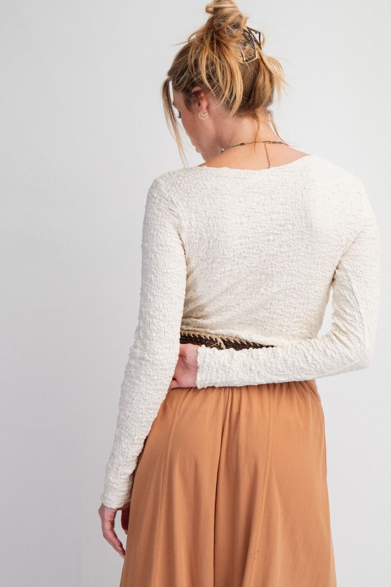 Easel Popcorn Knit Fitted Top