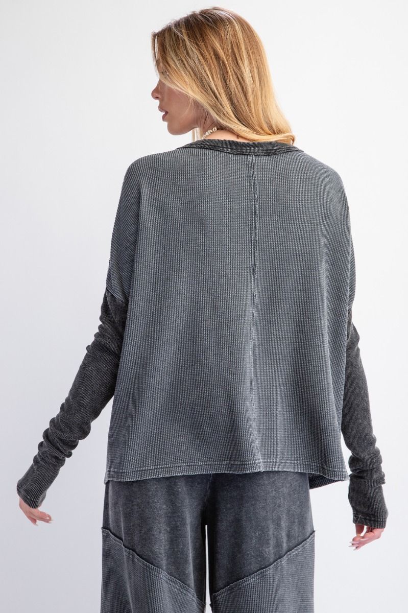 Easel Mineral Washed Thermal Knit Top