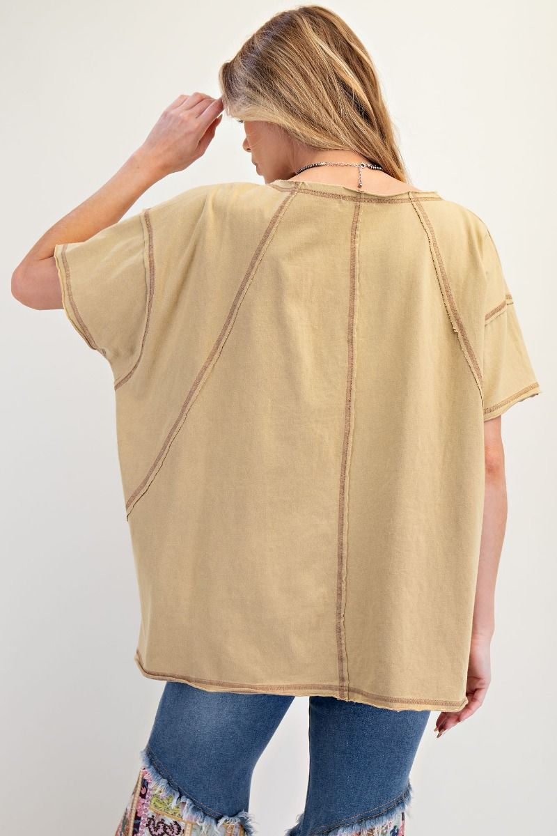 Easel Flower Patch Mineral Washed Knit Top