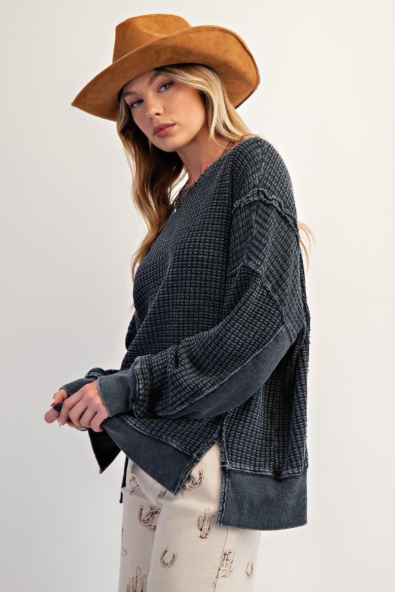 Easel MIneral Washed Thermal Pullover