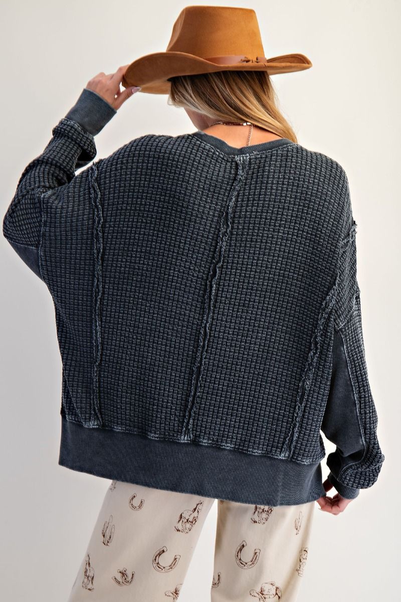 Easel MIneral Washed Thermal Pullover