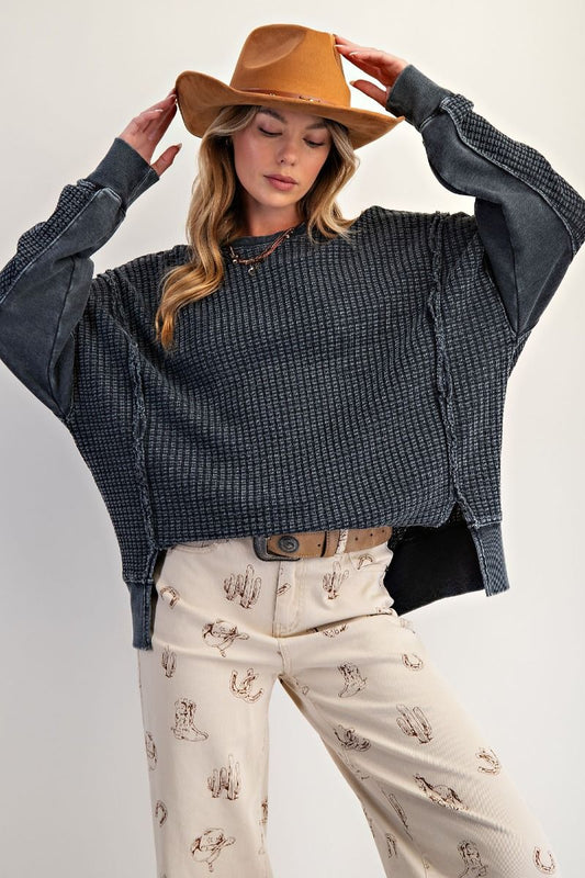 Easel MIneral Washed Thermal Pullover