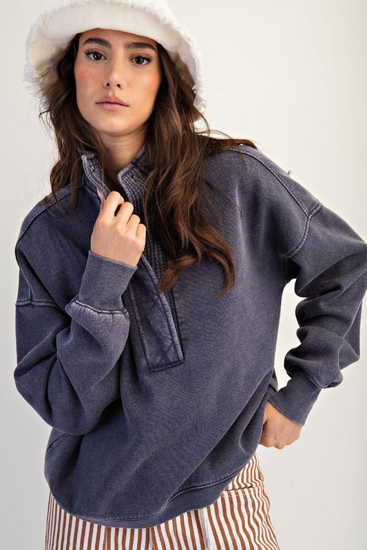 Easel Thermal Mix Washed Terry Pullover