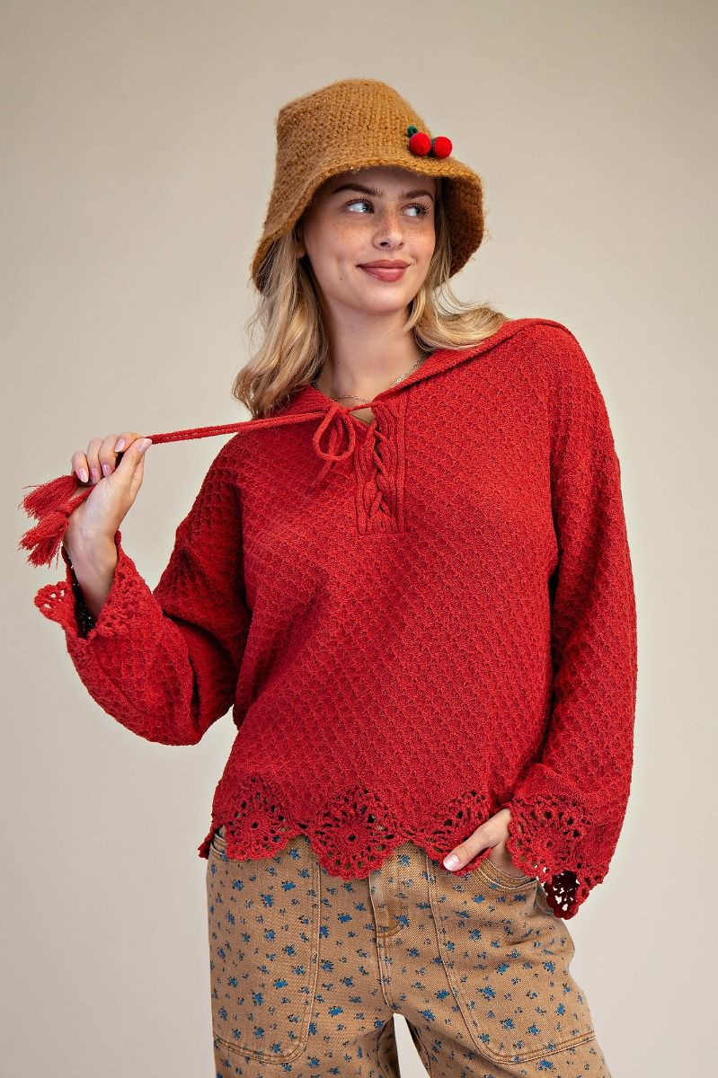 Easel Laced Up Front Sweater