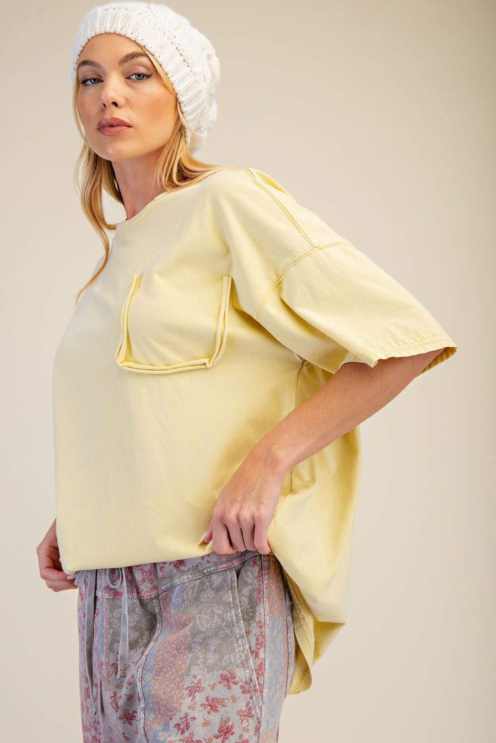Easel Washed Cotton Jersey Boxy Tunic