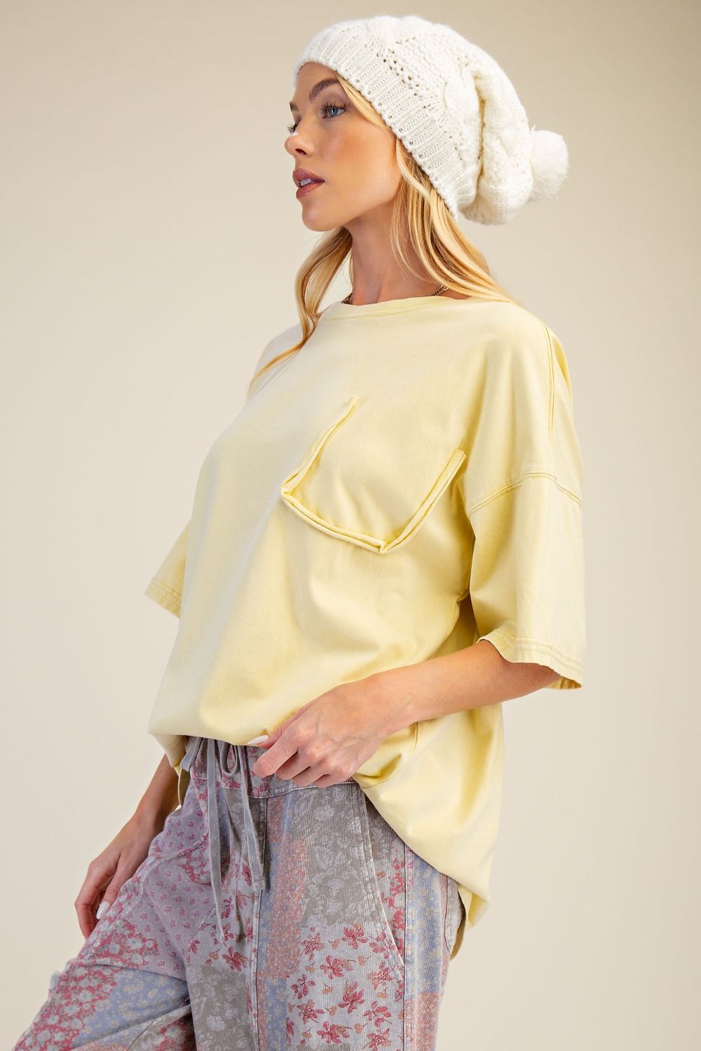 Easel Washed Cotton Jersey Boxy Tunic