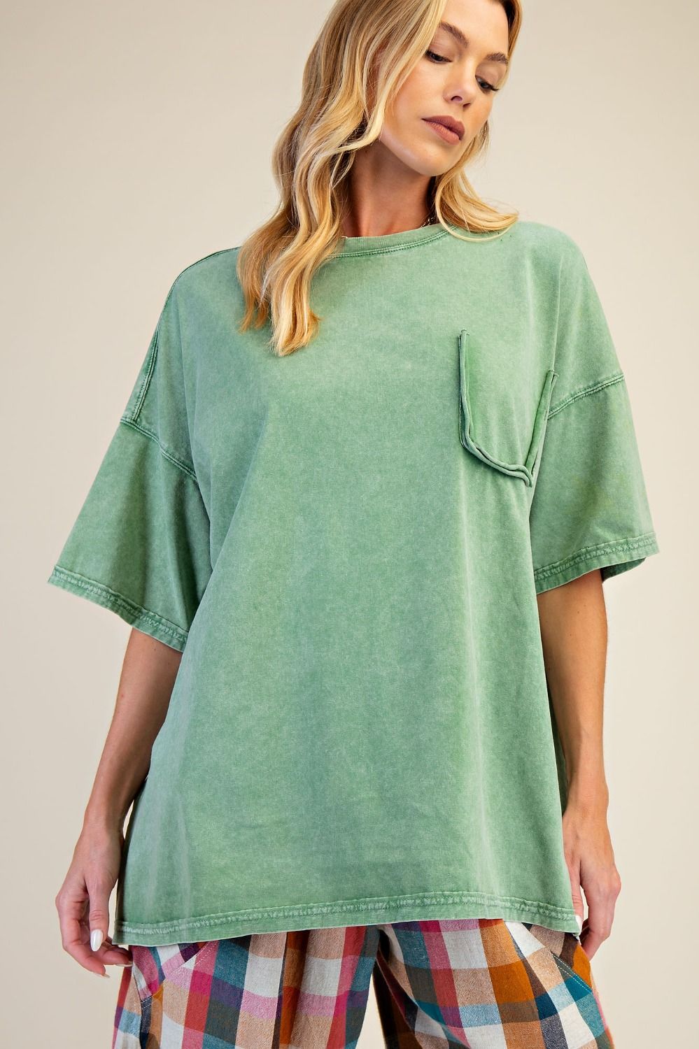 Easel Washed Cotton Jersey Boxy Tunic