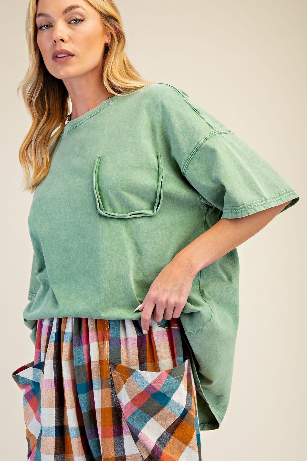 Easel Washed Cotton Jersey Boxy Tunic