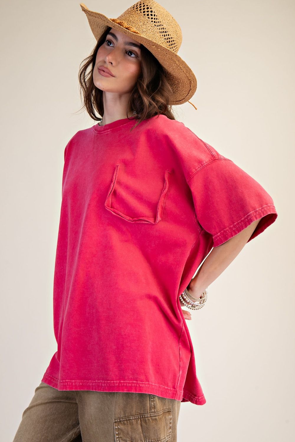 Easel Washed Cotton Jersey Boxy Tunic