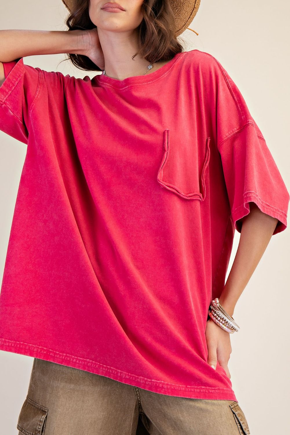 Easel Washed Cotton Jersey Boxy Tunic