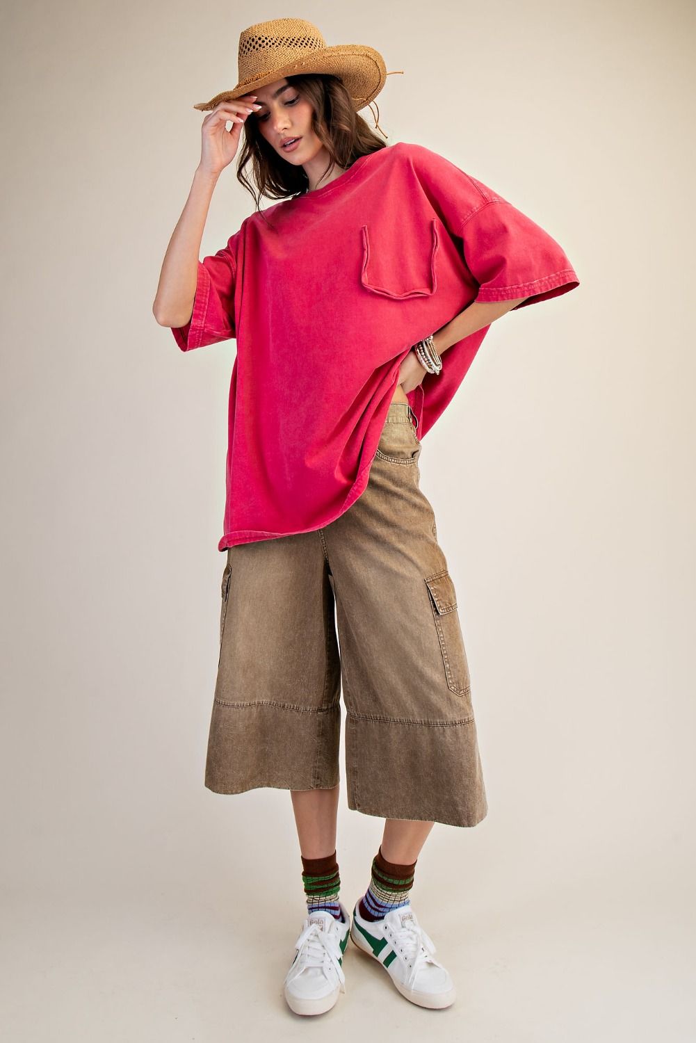 Easel Washed Cotton Jersey Boxy Tunic