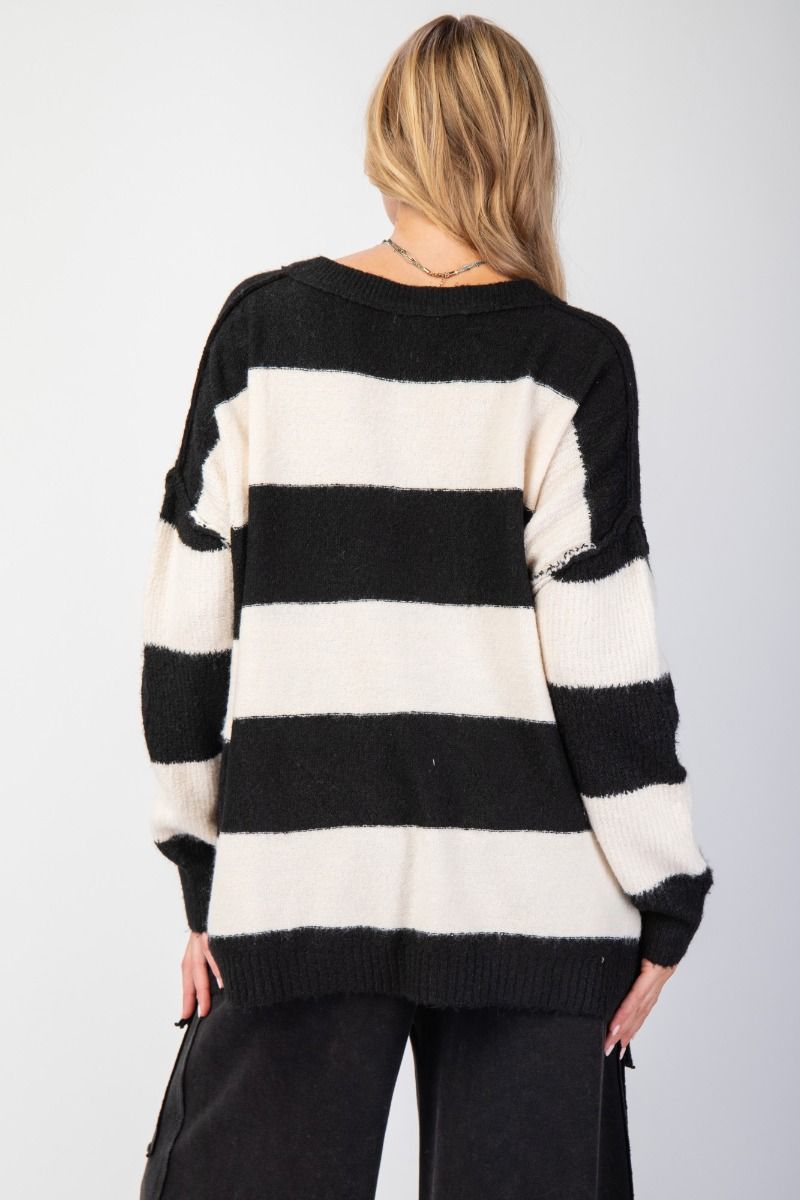 Easel Rugby Stripe Pattern Knit Sweater