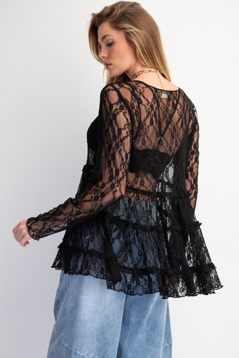 Easel All Over Lace Ruffle Tunic